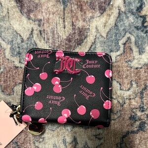 Juicy Couture Black Wallet with Pink Cherry Design